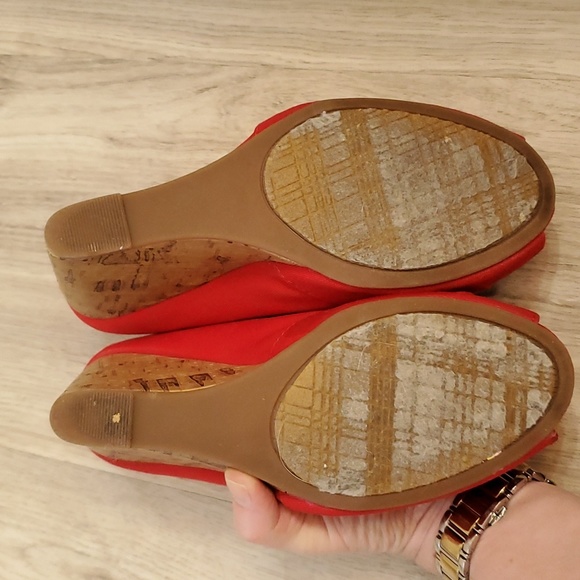 Rampage red peep toe summer wedge - Picture 5 of 6